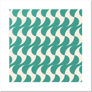 Dancing Geometric Waves - Vintage Turquoise Posters and Art